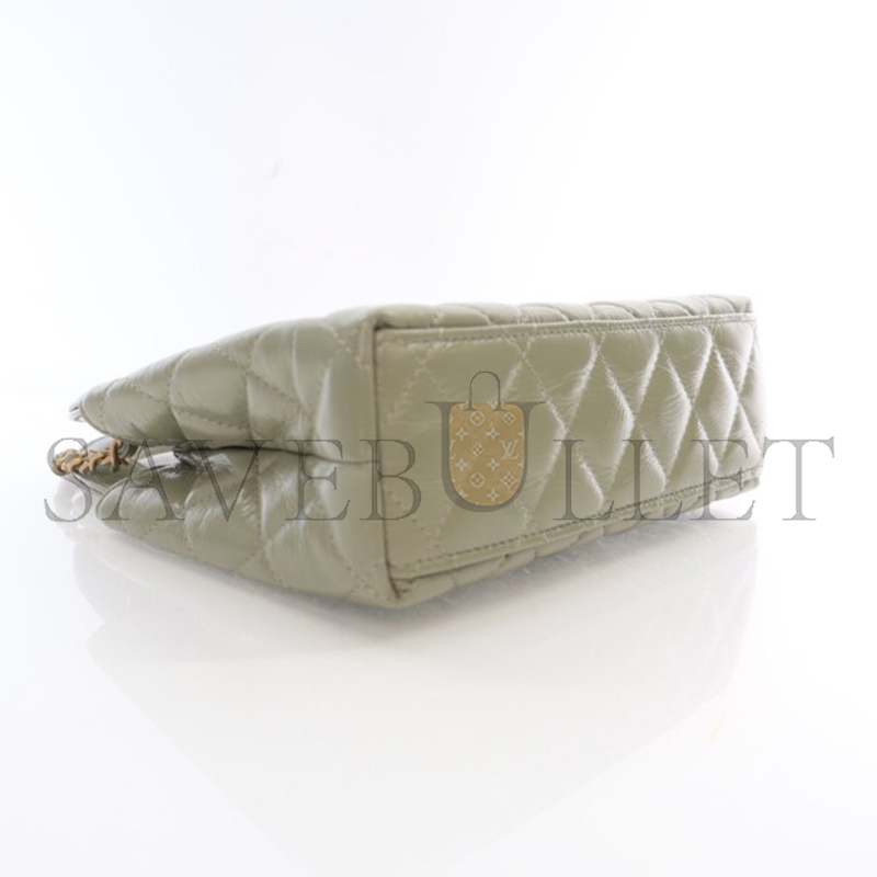 CHANEL NANO SAGE GREEN GLAZED CALFSKIN KELLY SHOPPER AS4416 (19*13*7cm)